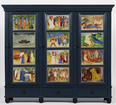 Kast uit 1943 met oudtestamentische voorstellingen van H.N. Werkman (1882-1945), Groninger Museum