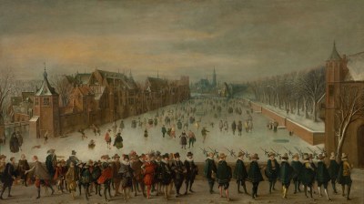 Winter Enjoyment on the Hofvijver, Abraham van Breen, 1618
